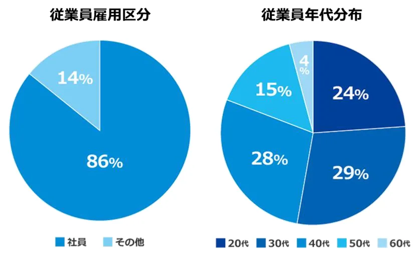 従業員の雇用区分と年代分布